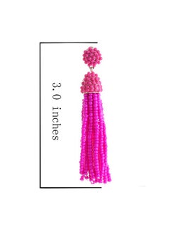 Women'S Beaded Tassel Earrings Long Fringe Drop Earrings Dangle Fuchsia - pzsku/Z78F060A1B2EEA917FF9CZ/45/_/1718613482/8e7a55c9-8b8b-4446-a396-f8240844d07b