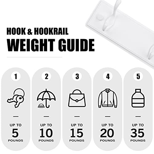 Badiano Wooden Coat Rack, Wall-Mounted Organizer for Closet, Entryway, Hallway, Foyer, Bedroom, Heavy Duty Double Hooks for Hanging Towels, Bags, Hats, Jackets, Key (White, 2 Hooks) - Image 3