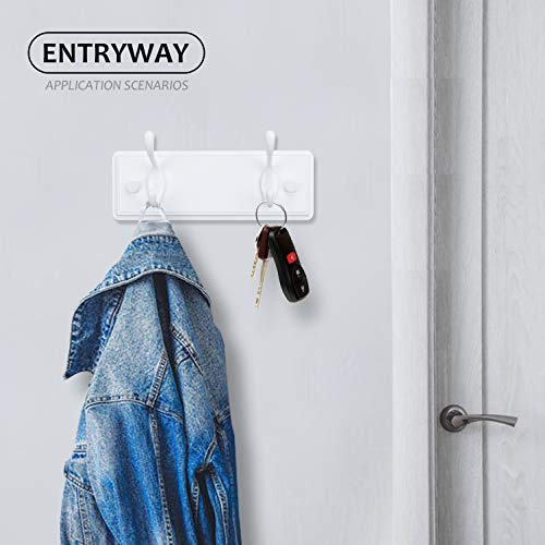 Badiano Wooden Coat Rack, Wall-Mounted Organizer for Closet, Entryway, Hallway, Foyer, Bedroom, Heavy Duty Double Hooks for Hanging Towels, Bags, Hats, Jackets, Key (White, 2 Hooks) - Image 5