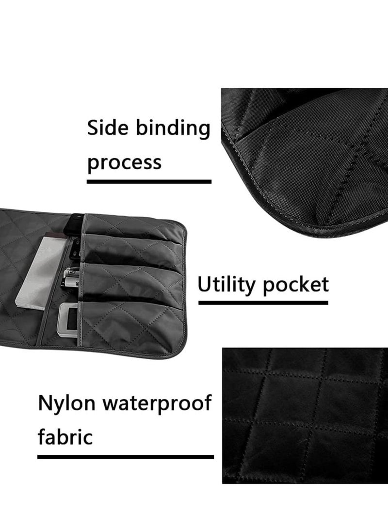 SYOSI Sofa Armrest Organizer Couch Arm Chair Caddy Sofa Cover Remote Control Magazine Book Smart Phone Tablet Storage Non Slip Holder for Home Bedroom Office Hotel Black - Image 4