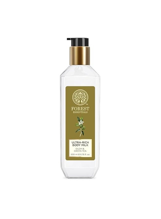 Forest Essentials Ultra-Rich Body Milk Oudh & Green Tea | Ayurvedic Nourishing Body Lotion to Replenish Skin Moisture and Leave it Smooth & Scented - Image 1