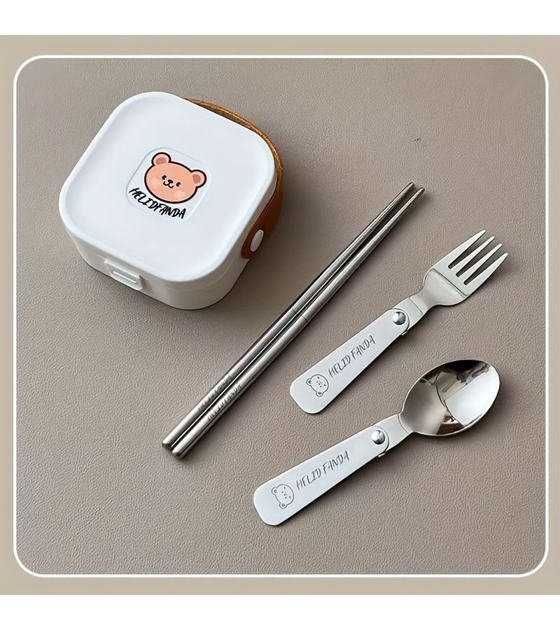 4 Per Set Stainless Steel Portable Foldable Cutlery Set Dining Utensil Set - Image 3