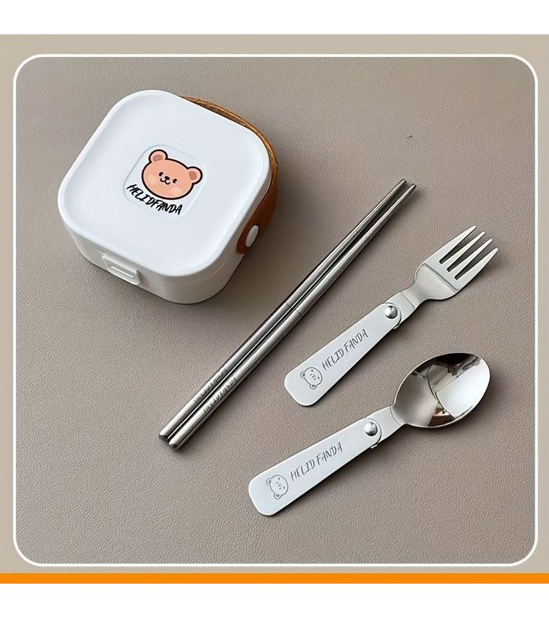 4 Per Set Stainless Steel Portable Foldable Cutlery Set Dining Utensil Set - Image 4