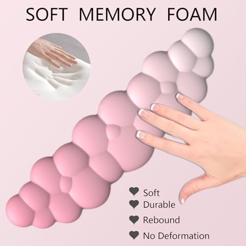 WFCYGL Cloud Wrist Rest Keyboard Pink Mouse Pad Set with Wrist Rest Ergonomic Wrist Pad Memory Foam Non-Slip Base Cute Gradient Wrist Support for Computer Laptop Gaming Home Office Relief Typing Pain - Image 4