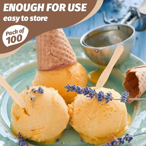 ANTETOK Wooden Ice Cream Spoons 3 Inch,100Pcs Mini Disposable Wooden Spoons,Small Dessert Spoons, Natural Biodegradable Wooden Spoons for Parties, Weddings, Camping - Image 3