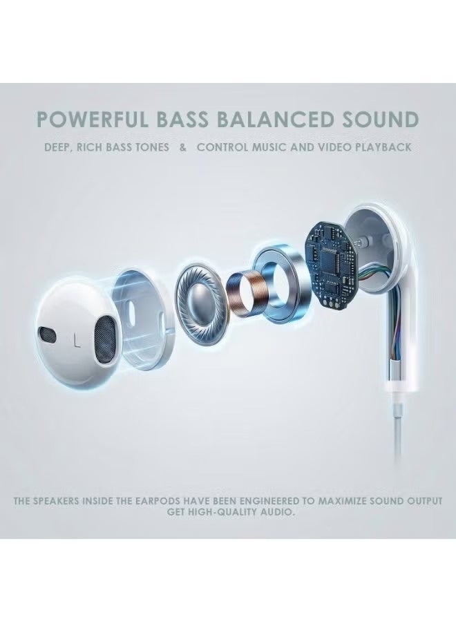 USB-C Wired Earphones with Microphone & Volume Control, Hi-Fi Stereo Sound, Noise Isolating In-Ear Headphones, Ergonomic Comfortable Fit for Type-C Smartphones, Tablets, Laptops and USB-C Devices – White - Image 5
