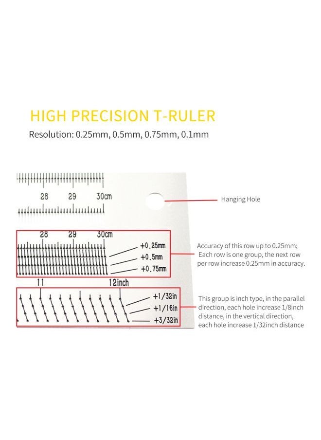 NIBEMINENT 200mm T-Type Hole Ruler Marking Tool With Mechanical Pencil Set Silver/Black 28.5x8.2x10.8cm  - Image 4