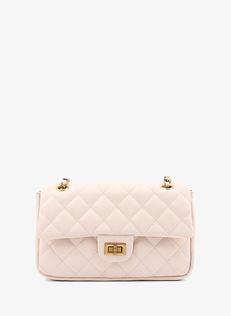كابلي Women’s Quilted Shoulder Bag with Chain Strap and Turn-Lock Closure