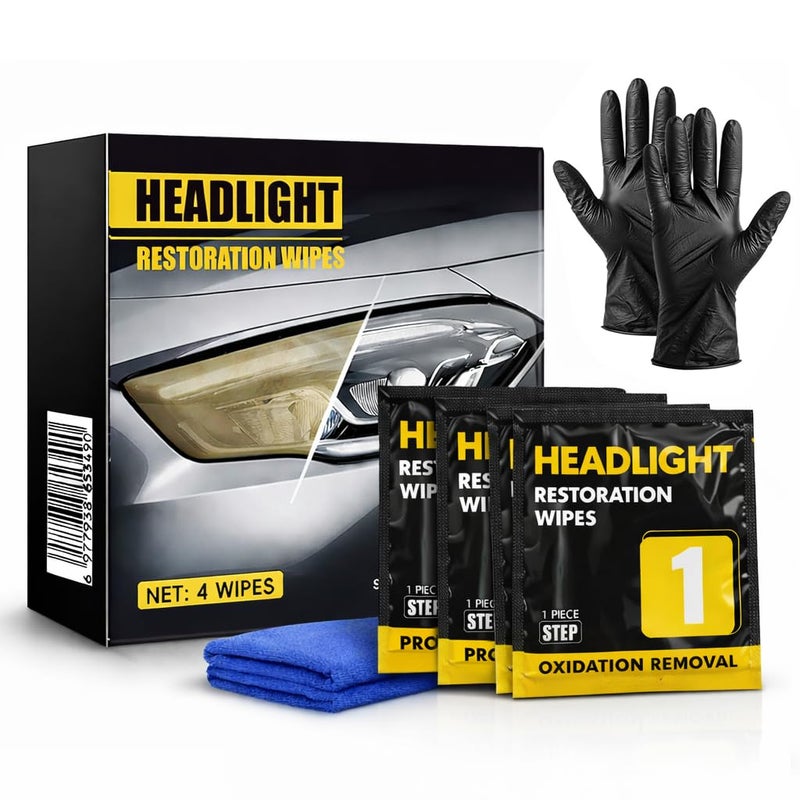 Dorwrnln Car Headlight Restoration Kit 2Step Headlight Cleaner with Oxidation Removal Ceramic Coating Wipes Removes Oxide Yellowing Restore Clarity Headlight Polish Restorer Kit - Image 3