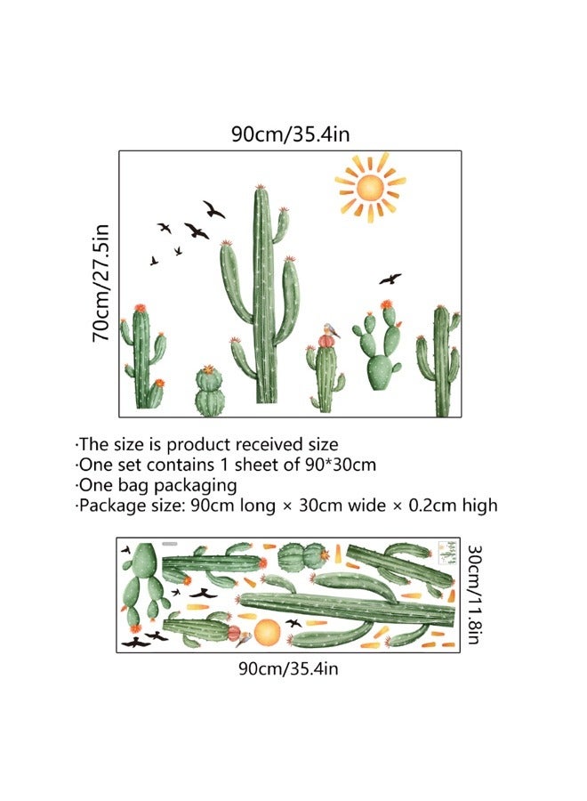 Creative Self-Adhesive Wallpaper with Cactus, Sun and Bird, Light up Background Wall and Room Decoration - Image 4