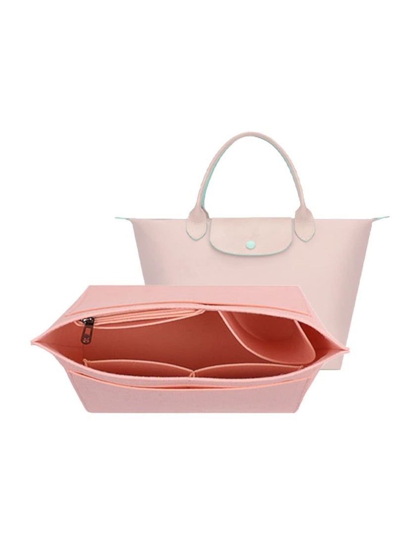 Excefore - Multi Pocket Felt Handbag Organizer, Folding Tote Bag organizer insert, Felt Organizer Insert Handbags  Base Shaper, for Insert Wallet Organizer, Small, Pink - Image 1