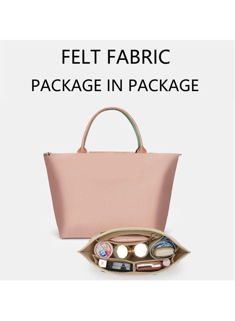Excefore - Multi Pocket Felt Handbag Organizer, Folding Tote Bag organizer insert, Felt Organizer Insert Handbags  Base Shaper, for Insert Wallet Organizer, Small, Pink - Image 1