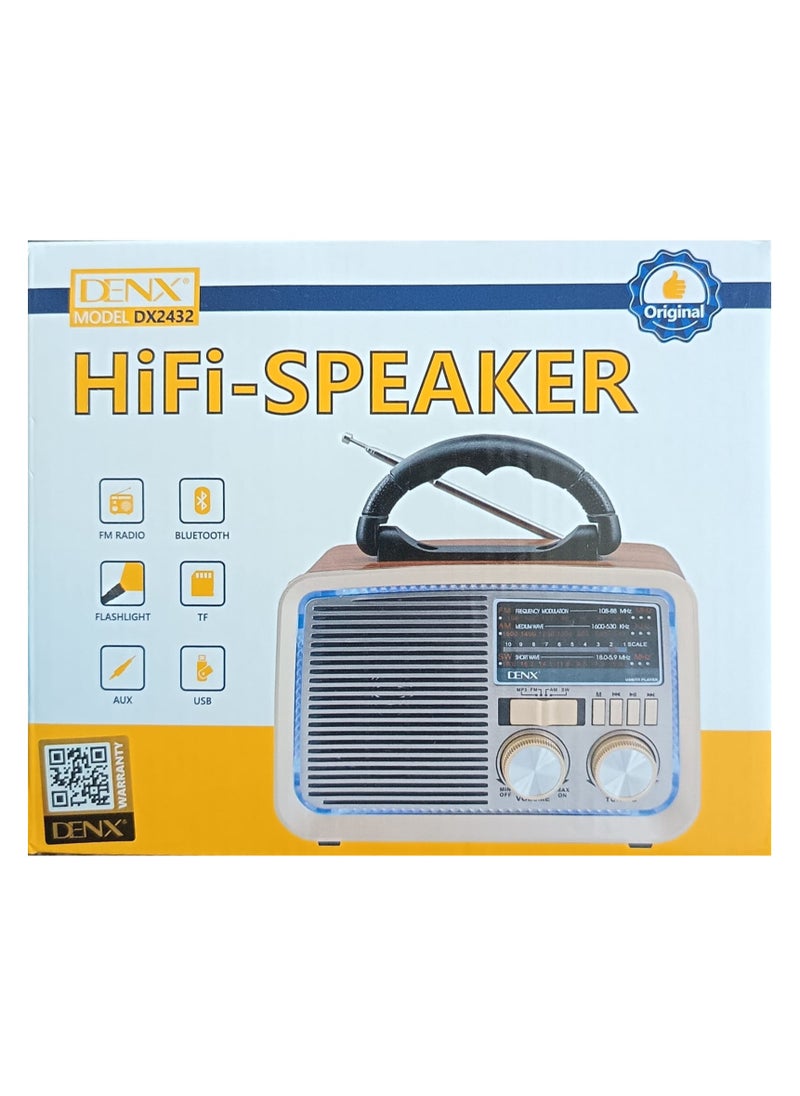 Denx Classic Portable Radio With Bluetooth Speaker DX2427 DENX Brand  - Image 3