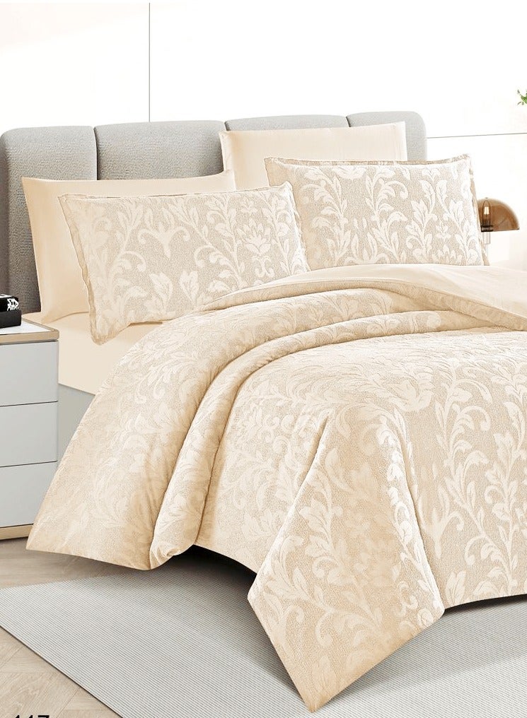 Duoduo home NEW 3D cut-out comforter 6-pcs set with 1comforter(220×240) 1 fit sheet  4 pillow cases, ALL season soft quilt king size cream - Image 1