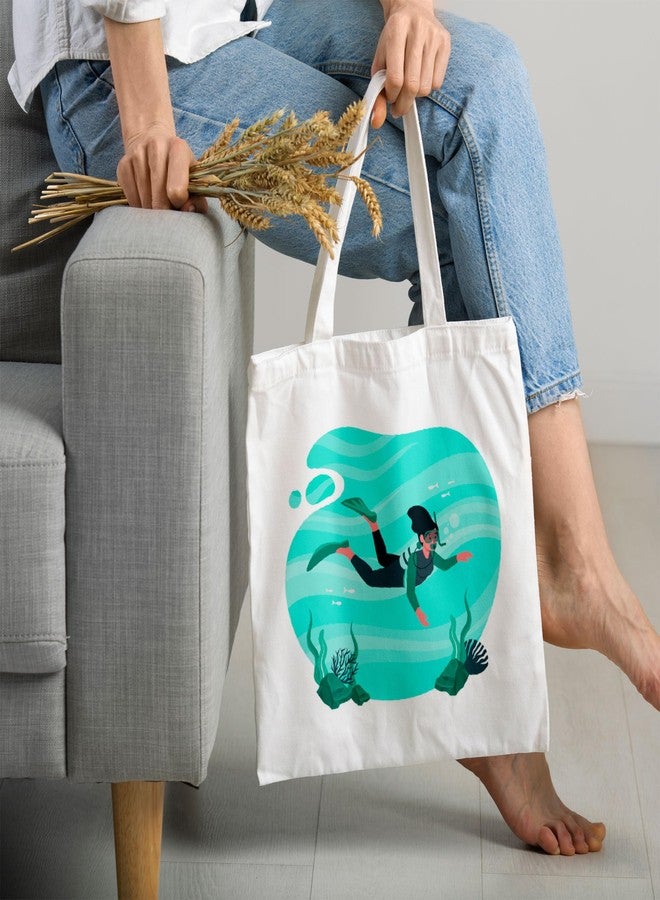 ARTBUG Tote Bag for Women with zip, Aesthetic Canvas tote bag for college girls, office, stylish and reusable - Swimming - D No - 228 - Image 2