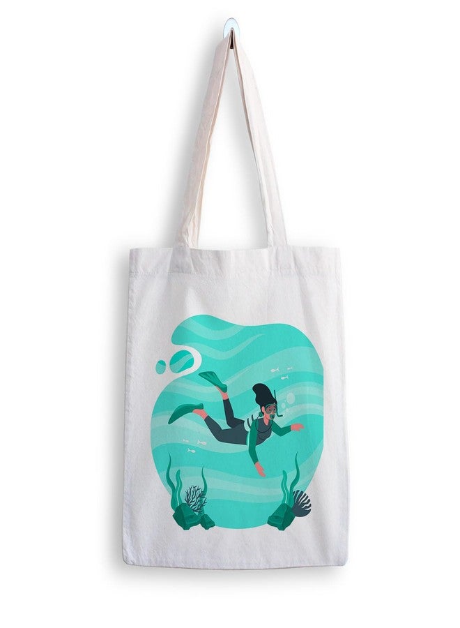 ARTBUG Tote Bag for Women with zip, Aesthetic Canvas tote bag for college girls, office, stylish and reusable - Swimming - D No - 228 - Image 1