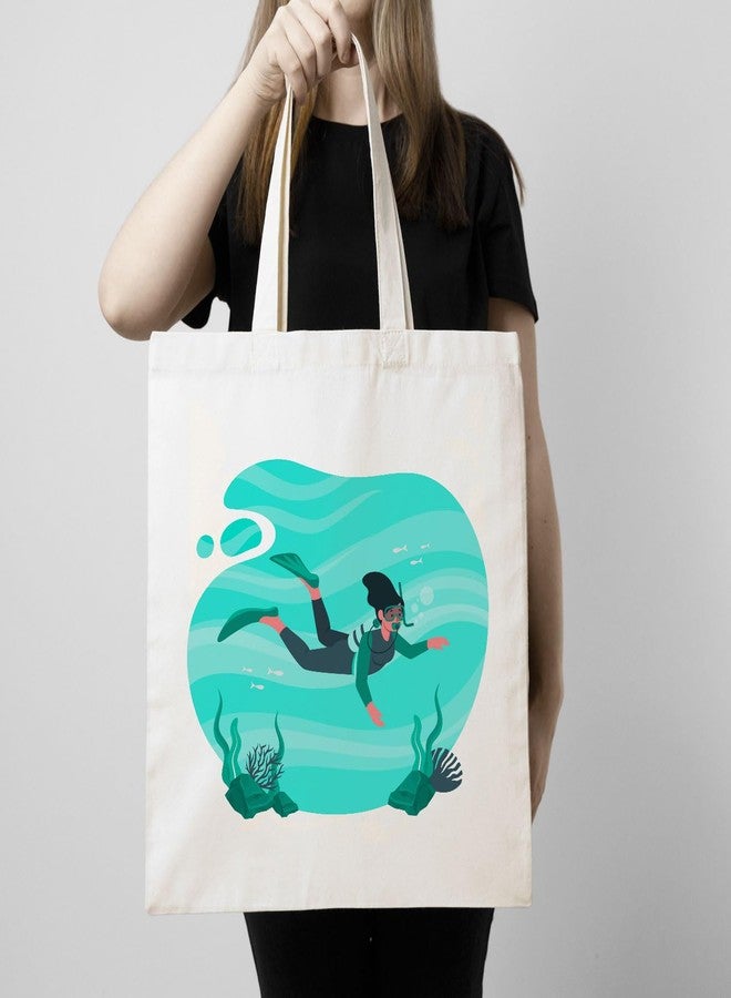 ARTBUG Tote Bag for Women with zip, Aesthetic Canvas tote bag for college girls, office, stylish and reusable - Swimming - D No - 228 - Image 3