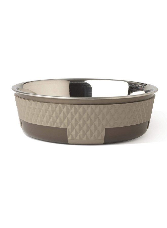 PetRageous 16017 Kona Stainless Steel Non-Slip Dishwasher Safe Bowl 6.5-Cup 8.5-Inch Diameter 2.75-Inch Tall for Large and Extra Large Dogs and Cats, Brown - Image 1