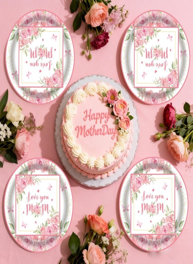 LDFDRT Mother's Day Decorations Pink Flower Plates and Napkins Set of 20, 9 Inch Party Paper Plates and Napkins Sets, Floral Paper Plates for Mother’s Day Party Supplies, Happy Mothers Day Paper Goods - Image 5
