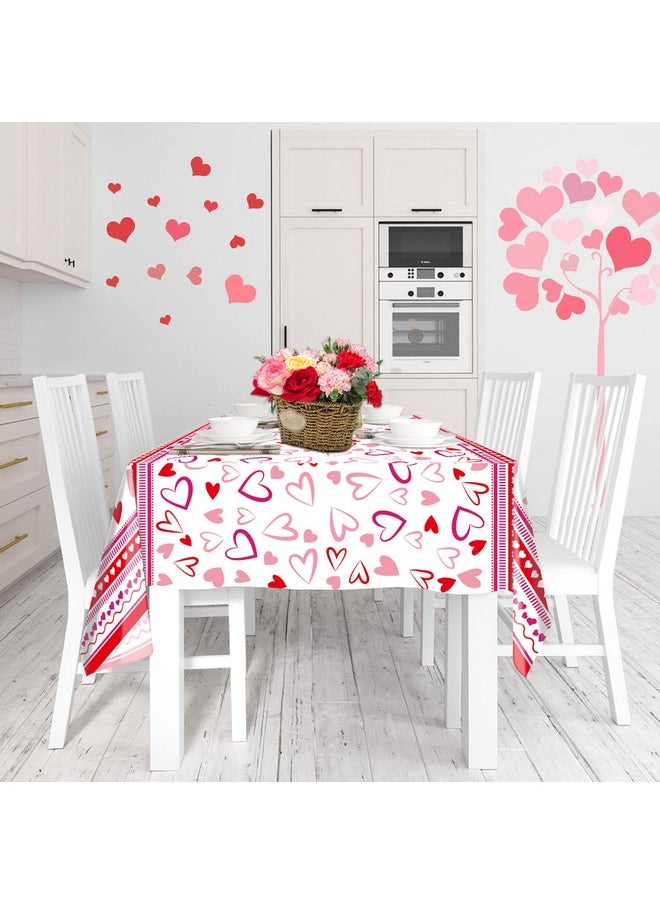 Fancy Land - Happy Valentines Day Tablecloths 3 Pack Heart Red Plastic Party Decorations 54 X 108 Table Cover Anniversary Valentines Wedding Birthday - Image 1