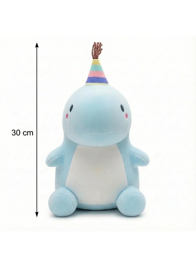 لعبة ديناصور اللؤلؤ الأزرق المخموزة (30 سم) - وسادة عناق للأطفال وهدية عيد الميلاد - Image 3