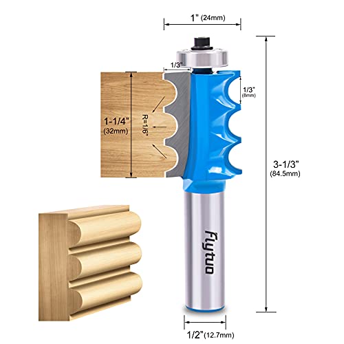 Flytuo 3PCS Architectural Molding Router Bit Set, 1/2" Shank, Corner Rounding & Edge-Forming for Woodworking Milling - Image 4