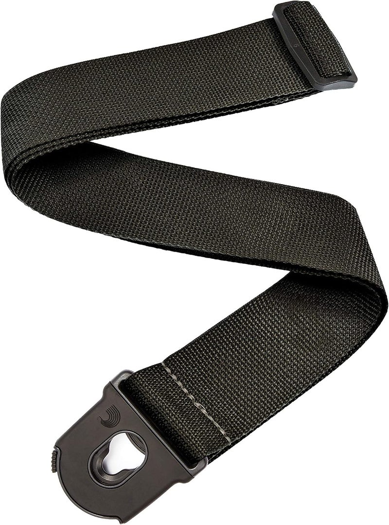 D'Addario Planet Lock Guitar Strap - Adjustable Polypropylene Strap in Black - Image 1