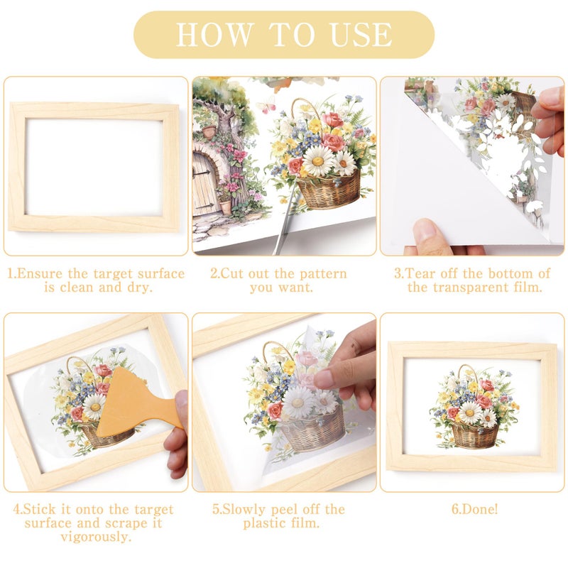 EoBeCy Garden Birds Rub On Transfer For Crafts: 16 Pcs Secret Garden Flower Rub On Transfers For Furniture  Pink Floral Transfer Sticker Decals Diy Crafts For Glass Wood Wall Home Decor Waterproof - Image 4