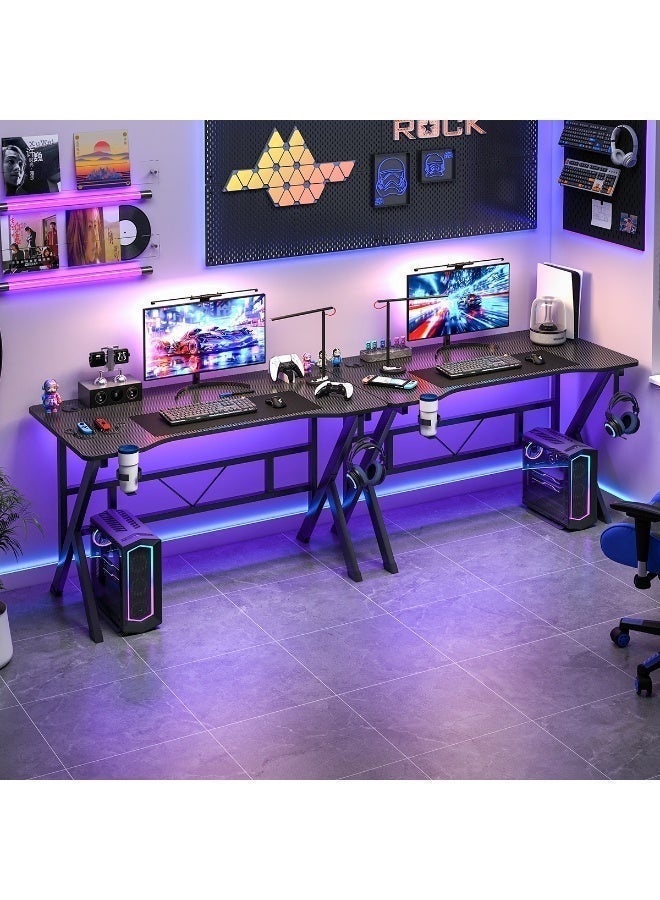 SHEIDLIN K-Shaped Leg Gaming Desk, Stable Metal Frame, Headphone Hook and Cable Management Design for Gaming & Office Use - Image 4