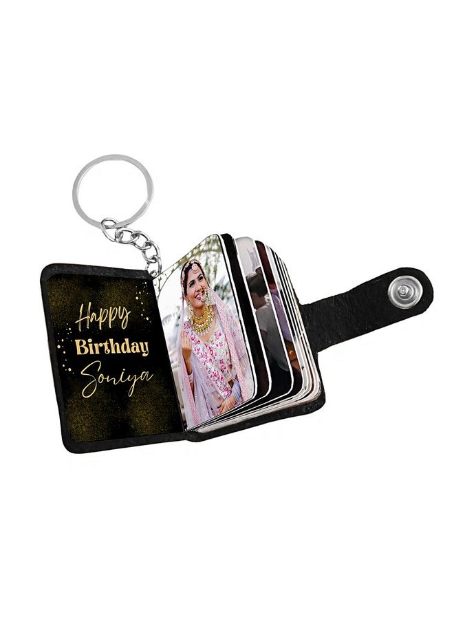 Flashing Click Customizable Black Leather Mini Photo Album Keychain - with 12 to 24 Photos - Gift Idea for Birthdays, Anniversaries, Couples, Mom, Dad or Special Moments - Image 2