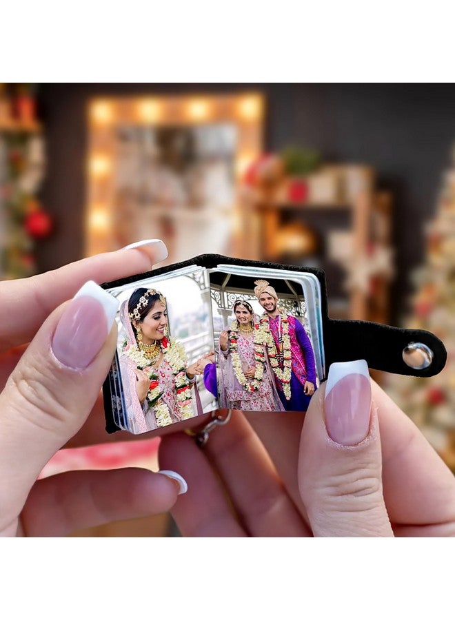 Flashing Click Customizable Black Leather Mini Photo Album Keychain - with 12 to 24 Photos - Gift Idea for Birthdays, Anniversaries, Couples, Mom, Dad or Special Moments - Image 3