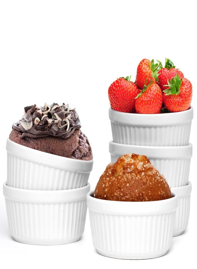 Nuwave Ceramic Ramekins 6oz Set of 6, Classic Elegant Style Ramekins for Baking Souffles, Creme Brulées, Custards, Puddings, Oven, Microwave & Dishwasher-Safe, Ivory White - Image 1