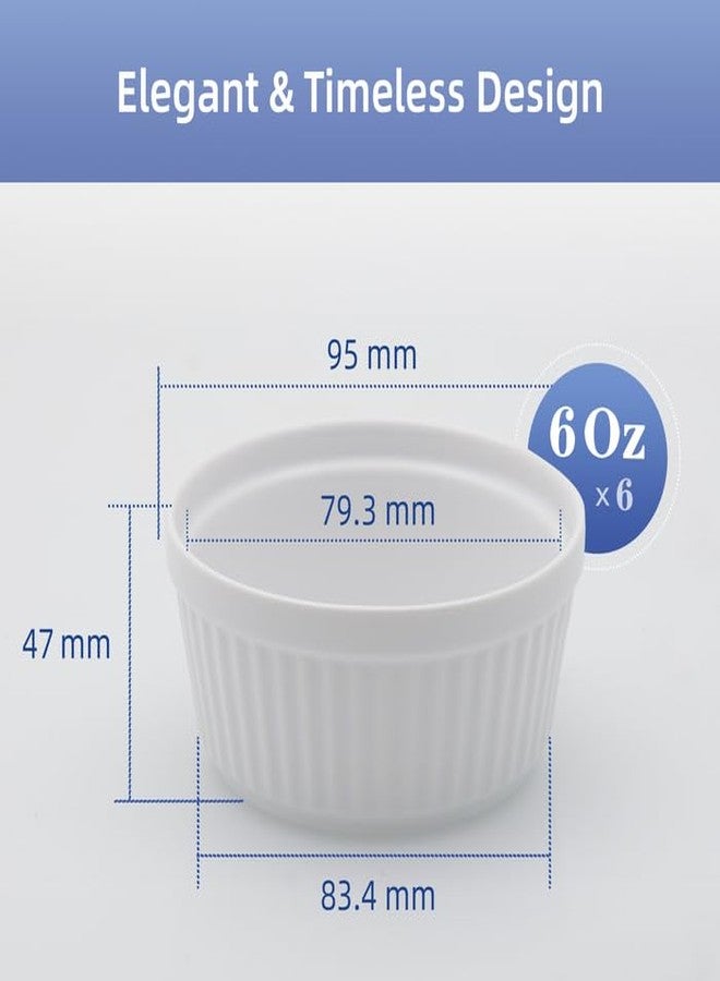 Nuwave Ceramic Ramekins 6oz Set of 6, Classic Elegant Style Ramekins for Baking Souffles, Creme Brulées, Custards, Puddings, Oven, Microwave & Dishwasher-Safe, Ivory White - Image 5