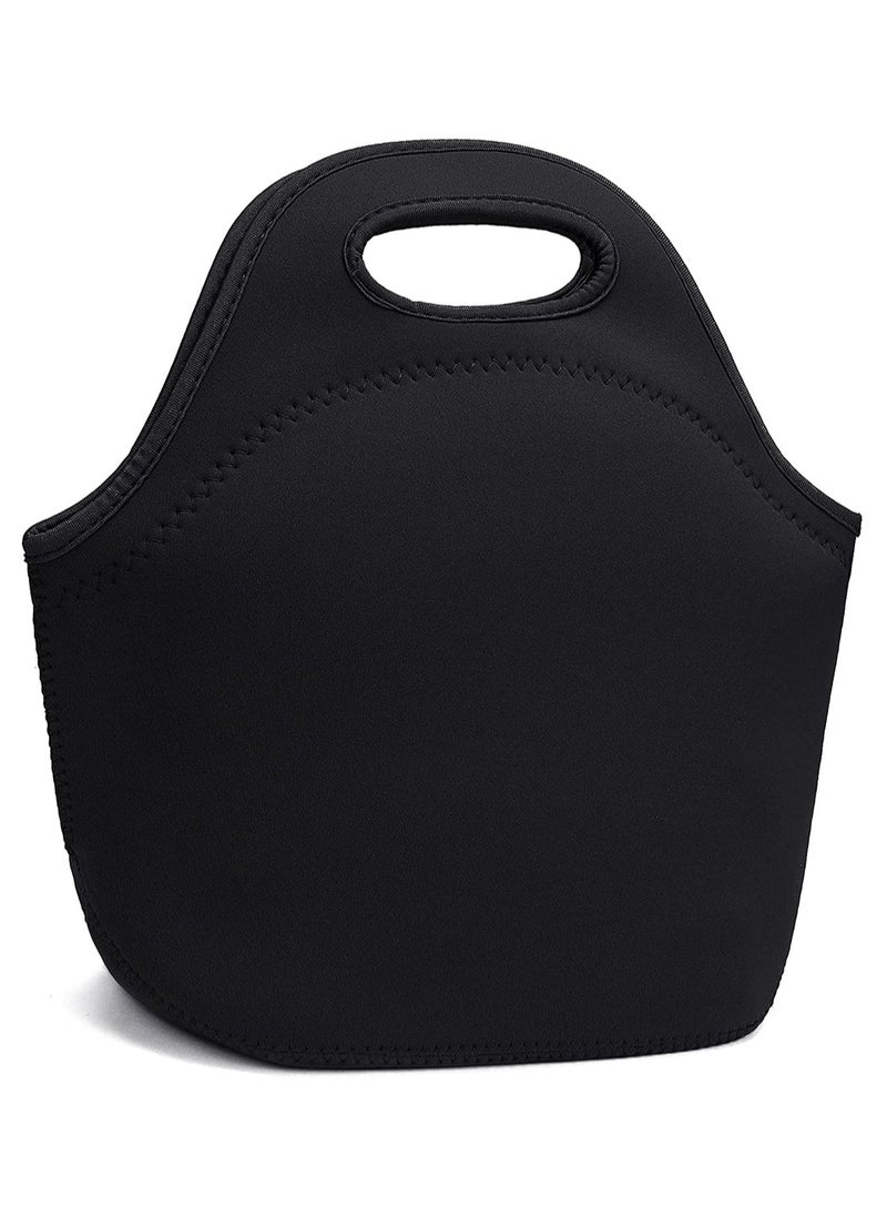 SYOSI - Carry Lunch Bag, ELECDON Neoprene Lunch Bags Thermal Insulated Lunch Tote Bag Lightweight, Insulated Reusable Washable Neoprene Picnic Bag for Women, Men, Student Lunch Box Bag (Black) - Image 1