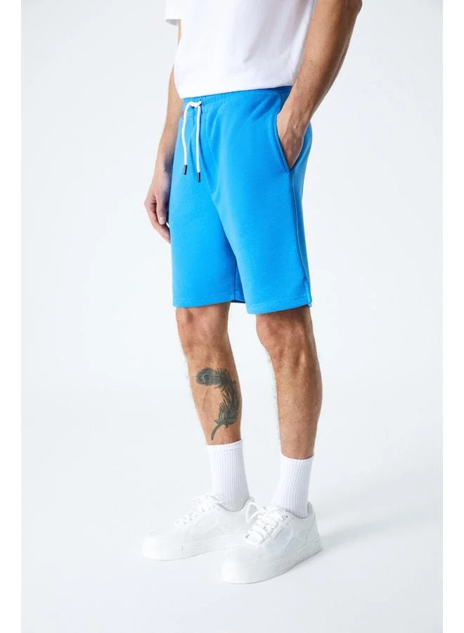 GRIMELANGE UNCERTAIN Men's Comfort Fit Saks Blue Shorts & Bermuda.