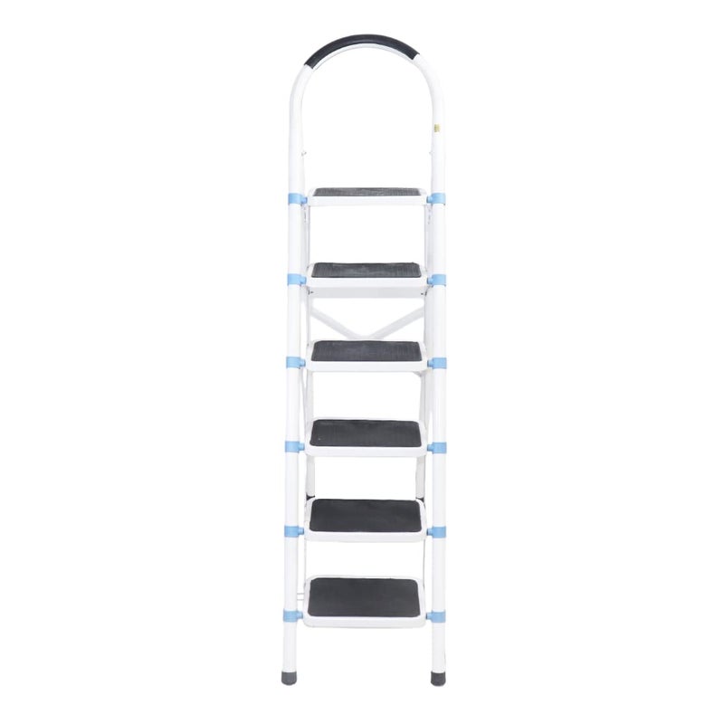 MuswannaA Hail Metal New Star Folding Step Ladder With 6 Steps-Multicolor-Size(L:181*W:118) cm - Image 2