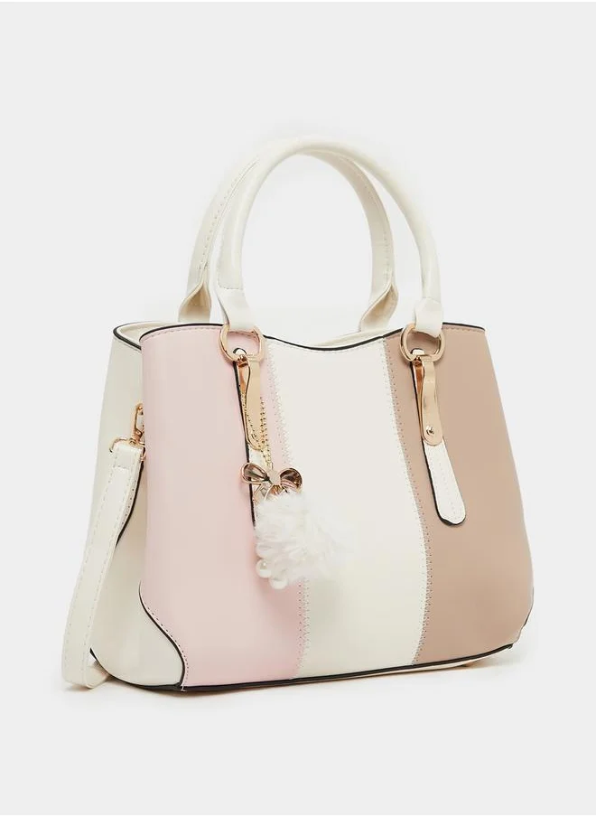 Styli Drop Chain Color Block Handbag with Top Handle