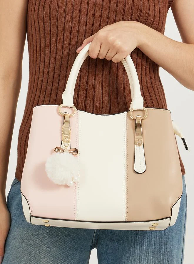 Styli Drop Chain Color Block Handbag with Top Handle