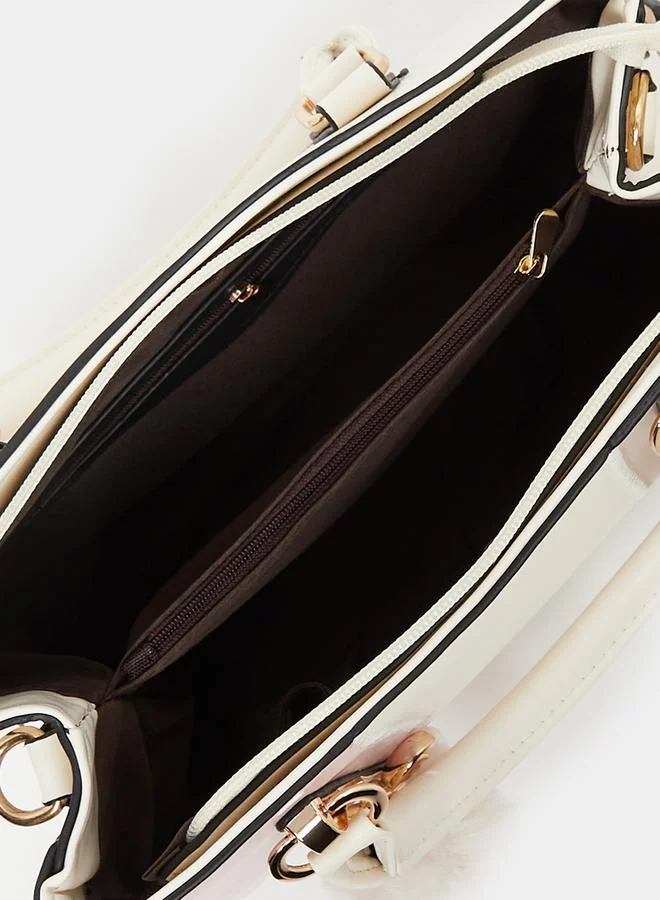 Styli Drop Chain Color Block Handbag with Top Handle