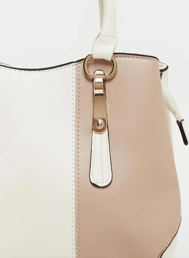 Styli Drop Chain Color Block Handbag with Top Handle