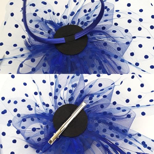 KICOFIT Fascinators Hats 20s 50s Hat Pillbox Hat Cocktail Tea Party Headwear with Veil for Girls and Women (US, Alpha, One Size, A-Blue) - Image 3