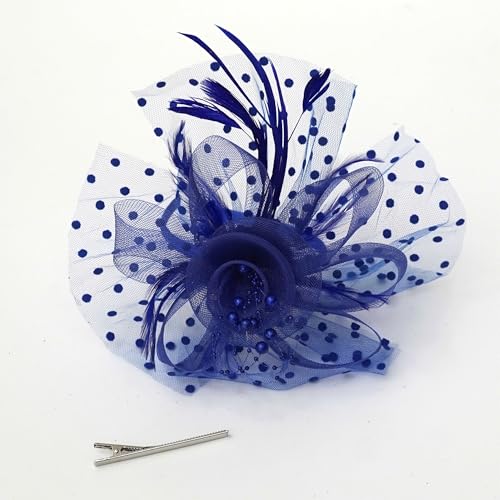 KICOFIT Fascinators Hats 20s 50s Hat Pillbox Hat Cocktail Tea Party Headwear with Veil for Girls and Women (US, Alpha, One Size, A-Blue) - Image 4