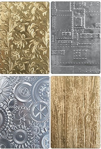 Tim Holtz 3D Texture Fades Embossing Folders - Botanical, Lumber, Mechanics and Foundry - 4 Item Bundle - Image 1