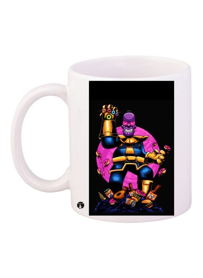 RYN Cartoon Thanos Printed Coffee Mug White/Pink/Black 11ounce