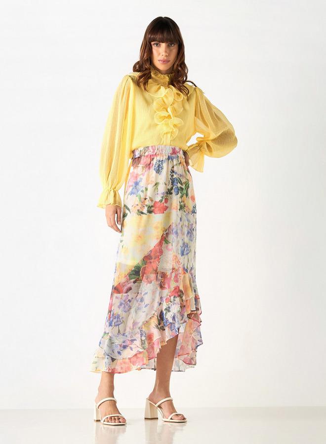 تواكستريمز تنورة بخصر مطاطي وحواف كشكش وطبعات من تو إكستريمز - Image 2