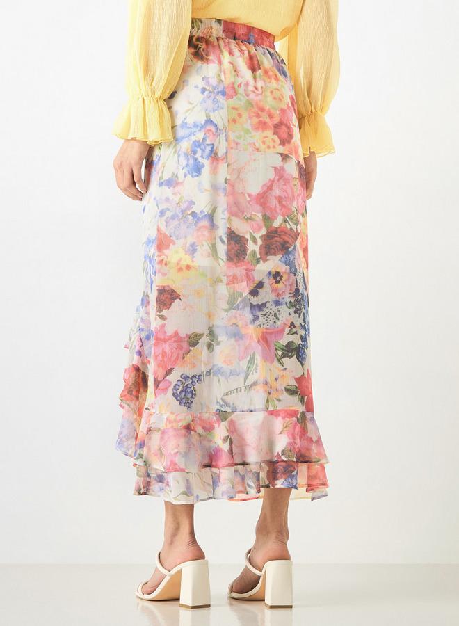 تواكستريمز تنورة بخصر مطاطي وحواف كشكش وطبعات من تو إكستريمز - Image 3