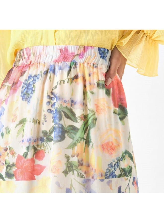 تواكستريمز تنورة بخصر مطاطي وحواف كشكش وطبعات من تو إكستريمز - Image 4