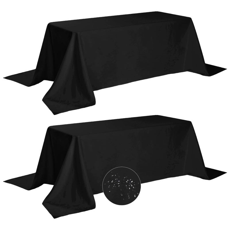 Fokitut 2 Pack Waterproof Rectangle Tablecloth 90x132 InchStain Resistant and Wrinkle Polyester Table Cloth Fabric Table Cover for Kitchen Dining Wedding Party Holiday DinnerBlack