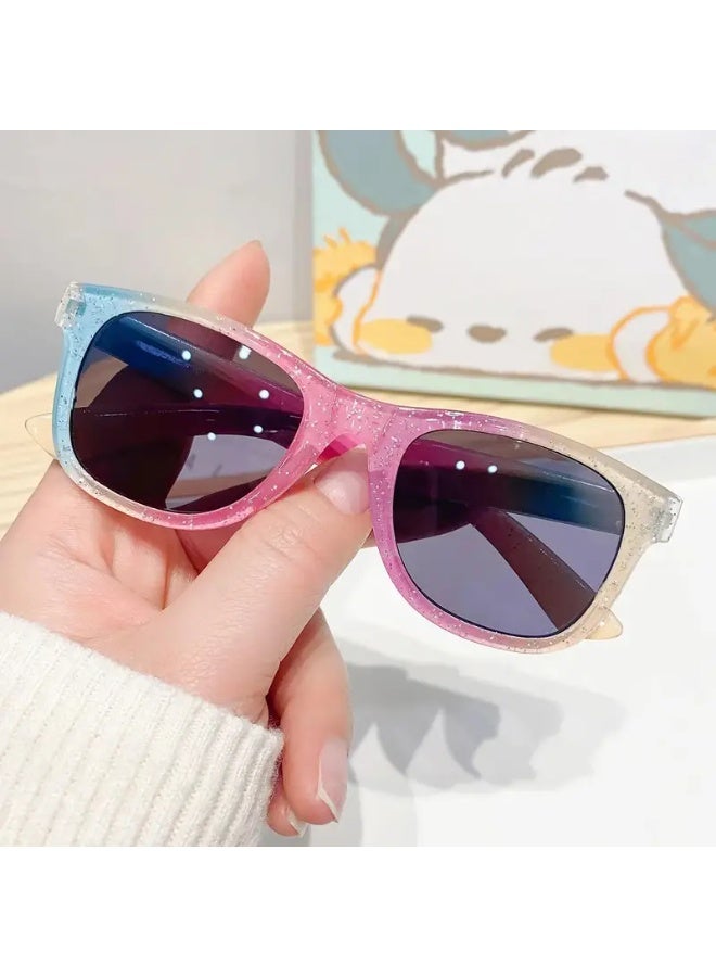 سينت هاوس نظارات شمسية مربعة أنيقة وملونة للبنات | نظارات عصرية للصغار، مثالية للملابس الكاجوال (تشمل حافظة النظارات)، نظارات شمسية - Image 1