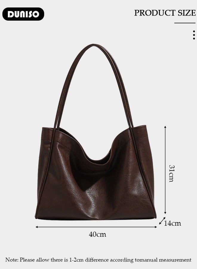 DUNISO Women's Shoulder Tote Bag Faux Leather Handbag For Women Large Capacity Bucket Bag Fashionable Travel Messenger Shoulder Bag For Ladies Girls College Students - Image 4